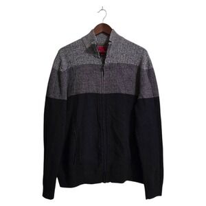 Alfani Slim Fit Ribbed Colorblock High Neck Full Zip Sweater Sz XL